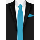 Men's Turquoise Slim Solid Color Necktie
