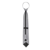 Men's Pre-Tied Zipper Solid Color Necktie - Platinum Silver