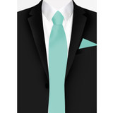 Men's Pre-Tied Zipper Solid Color Necktie - Aqua Blue