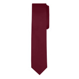 Men's Burgundy Skinny Solid Color Necktie