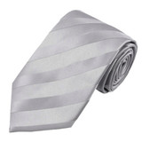 Solid Tonal Stripe Tie - Silver