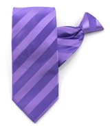 Solid Tonal Stripe Clip-On Tie - Purple