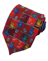 Kid's Easter Bunnies and Eggs Tie - Red