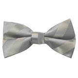 Solid Tonal Stripe Clip-On Bow Tie - Gray