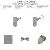 Solid Tonal Stripe Clip-On Bow Tie - Gray