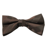 Solid Tonal Stripe Clip-On Bow Tie - Brown