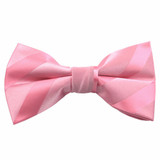 Men's Solid Color Tonal Stripe Pre-Tied Clip-On Bow Tie - Pink