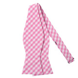 Gingham Self-Tie Bow Tie - Pink