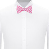 Men's Gingham Checkered Pattern Self-Tie Bow Tie - Pink