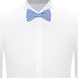 Gingham Self-Tie Bow Tie - Light Blue