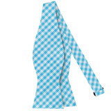 Gingham Self-Tie Bow Tie - Turquoise