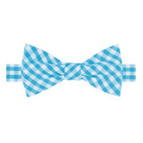 Gingham Self-Tie Bow Tie - Turquoise