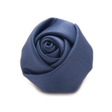 Satin Closed Rose Lapel Flower Pin - Steel Blue