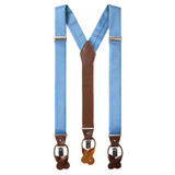 Men's Polka Dot Y-Back Suspenders Braces Convertible Leather Ends and Clips - Baby Blue
