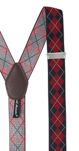 Argyle Suspenders - Navy Red