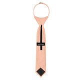 Young Boys' Solid Color 11 inch Zipper Neck Tie - Peach