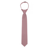 Boy's 14" Ready Made Solid Color Pre-Tied Zipper Neck Tie - Dusty Rose
