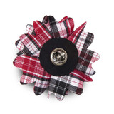 Spring Plaid Lapel Flower Pin - Charcoal Red