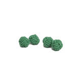 Pair of Solid Color Silk Knot Cufflinks - Kelly Green
