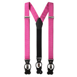 Men's Polka Dot Y-Back Suspenders Braces Convertible Leather Ends and Clips - Fuchsia