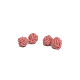 Pair of Solid Color Silk Knot Cufflinks - Coral