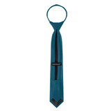 Kid's Solid 14 inch Zipper Tie - Pacific Blue