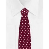 Kid's Polka Dot 14 inch Zipper Tie - Burgundy