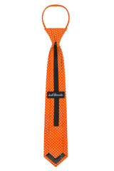 Polka Dot Print Boys 14" Polka Dotted Pre-Tied Zipper Neck Tie - Orange