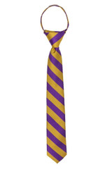 Kid's Woven Striped 14 inch Zipper Tie - Purple Gold