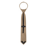 Kid's Solid 14 inch Zipper Tie - Tan