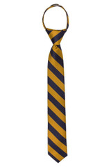 Kid's Woven Striped 14 inch Zipper Tie - Gold Navy