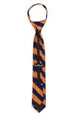 Kid's Woven Striped 14 inch Zipper Tie - Orange Navy