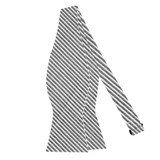 Seersucker Striped Self-Tie Bow Tie - Black