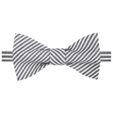 Seersucker Striped Self-Tie Bow Tie - Black