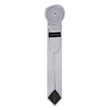 Men's Ultra Skinny Woven Subtle Mini Squares Neck Tie - Silver