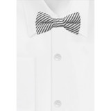 Kid's Seersucker Striped Banded Bow Tie - Black