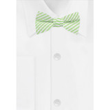 Kid's Seersucker Striped Banded Bow Tie - Green