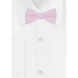 Kid's Seersucker Striped Banded Bow Tie - Pink