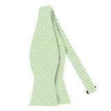 Seersucker Striped Self-Tie Bow Tie - Green