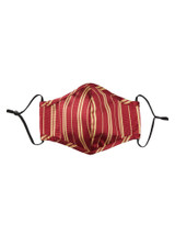 Woven Double Stripe Adult Face Mask - Burgundy Gold