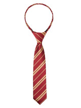Kid's Woven Double Gold Stripe 11 inch Zipper Tie - Burgundy