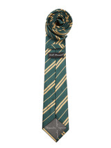 Woven Double Gold Stripe Slim Tie - Hunter