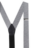 Seersucker Striped Suspenders - Black