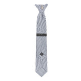 Kid's Seersucker 14 inch Clip-On Tie - Navy Blue