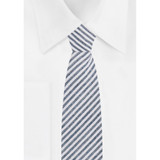 Kid's Seersucker 14 inch Clip-On Tie - Navy Blue