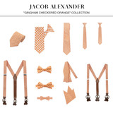 Kid's Gingham Suspenders - Orange