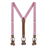 Kid's Gingham Suspenders - Pink