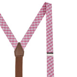 Boys' Gingham Checkered Pattern Suspenders - Pink
