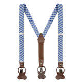 Kid's Gingham Suspenders - Light Blue