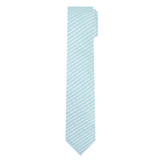 Seersucker Striped Slim Tie - Turquoise